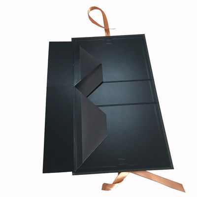 Cardboard Folding Magnetic Cosmetic Packaging Boxes With Ribbon